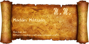 Madán Mátyás névjegykártya
